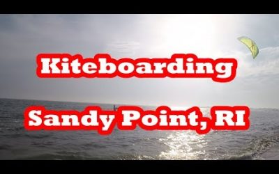 Kiteboarding at Sandy Point Island in Westerly, Rhode Island